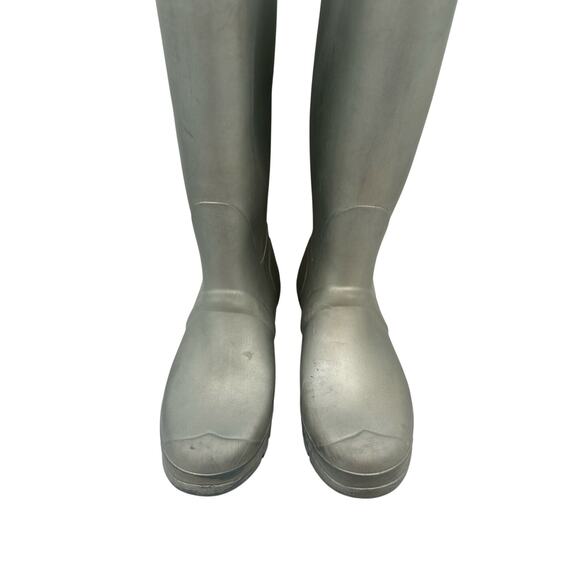 Hunter Original Sz 10 Silver Rubber Pull On Buckle Womens Riding Rain Boots - Picture 5 of 8